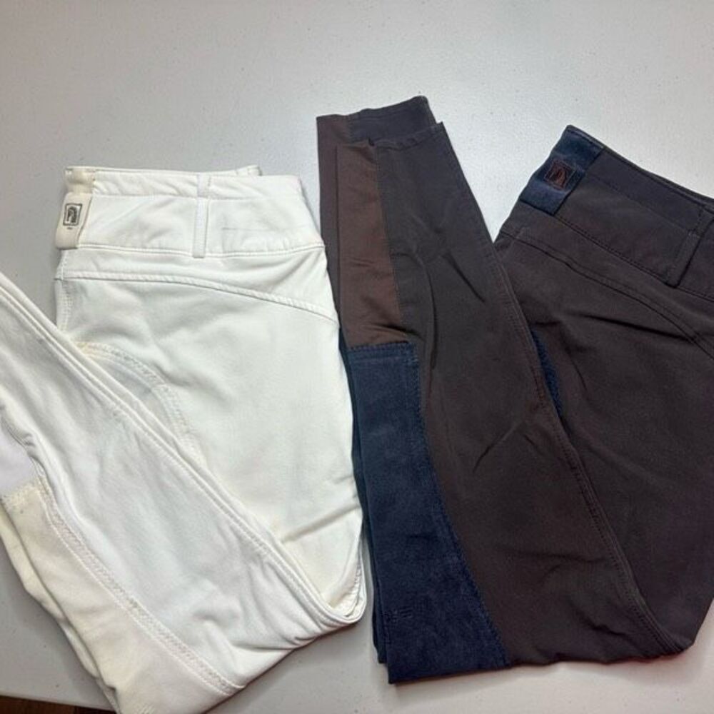 Lot of 2 Romfh Womens Brown White Full Seat Breeches Equestrian Pants Size 32R